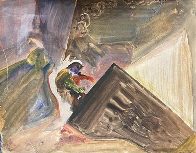 Кошелев Владимир (1901–1953). "Аллегро" из цикла "У рояля". 1920-е . Бумага, акварель. 26&times;35 
На 