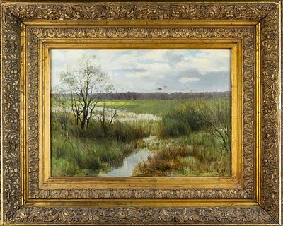 Егорнов Сергей Семенович (1860–1920). На болоте. Утки. 1906. Холст, масло. 41,5&times;60,5 
Справа 