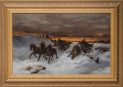 Зурландт Карл Рудольф (Suhrlandt Carl; 1828–1919). Происшествие на зимней дороге. 1879. Холст 