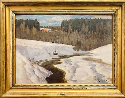 Пурвит Вильгельм Карлис (1872–1945). Зимний пейзаж. 1910–1920-е. Холст на картоне, масло. 42 