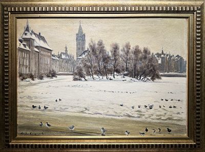 Сологуб Леонид Романович (1884–1956). Уголок Гааги зимой. 1920-е–1930-е . Холст, масло. 49,7&times;70. 