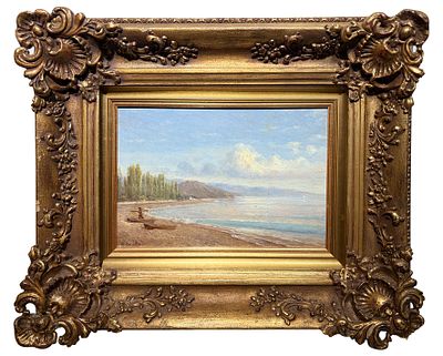 Алисов Михаил Александрович (1859−1933). Крымский берег. 1890-е. Картон, масло. 23,2&times;33,7 
Слева 