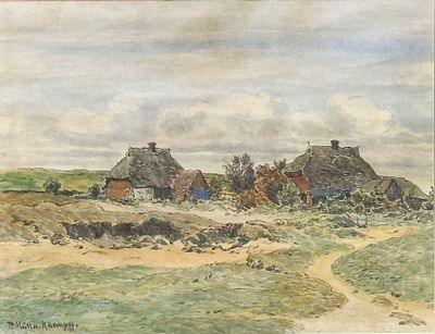 П. Манн (P. Munn Kaempff. XIX–XX). Деревня. Начало ХХ в. Бумага, акварель. 20&times;26. 
Слева внизу: 