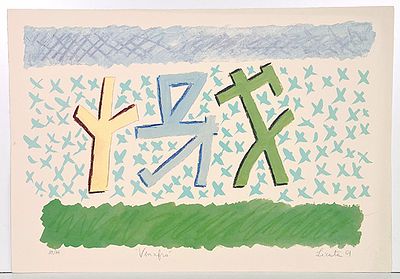 RICCARDO LICATA - RICCARDO LICATA, litografia a colori, cm 34x49, Firma e anno in basso a destra 