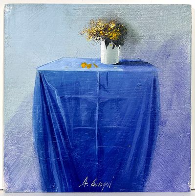 CANCOGNI AGOSTINO, "La Tavola Blu" - CANCOGNI AGOSTINO, "La Tavola Blu" olio su tavola 