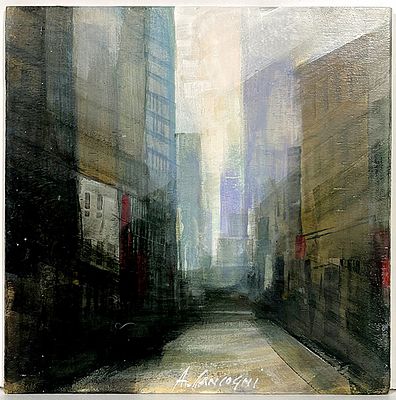 CANCOGNI AGOSTINO, "Citt&agrave;" - CANCOGNI AGOSTINO, "Citt&agrave;" olio su tavola 