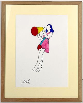 LODOLA MARCO - LODOLA MARCO, pennarelli su cartoncino, autentica dell'artista su fotografia, 33x24 cm