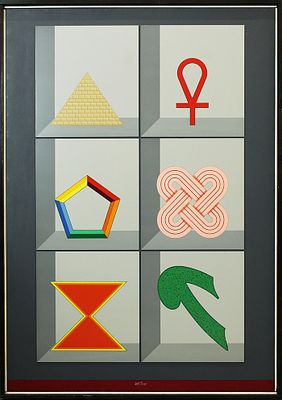 LUCIO DEL PEZZO, "Simboli", anni '90 - LUCIO DEL PEZZO, "Simboli", anni '90, collage 