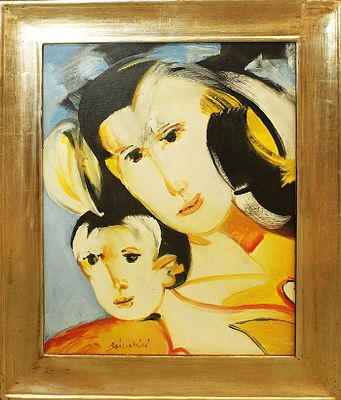 REMO BRINDISI, "Maternit&agrave;", anni '80 - REMO BRINDISI, "Maternit&agrave;", anni 