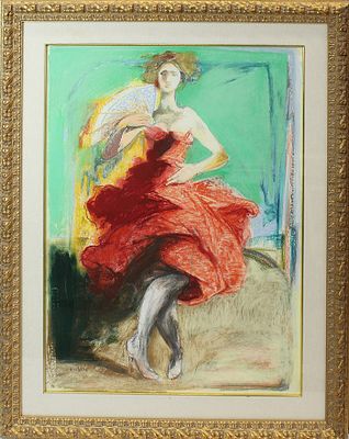 ENNIO CALABRIA, "Donna in rosso", fine anni '80 - ENNIO CALABRIA, "Donna in rosso", fine 