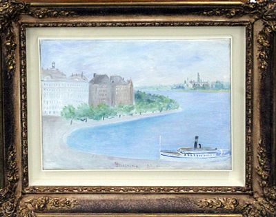 UMBERTO LILLONI, "Stoccolma", 1949 - UMBERTO LILLONI, "Stoccolma", 1949, olio su tela 