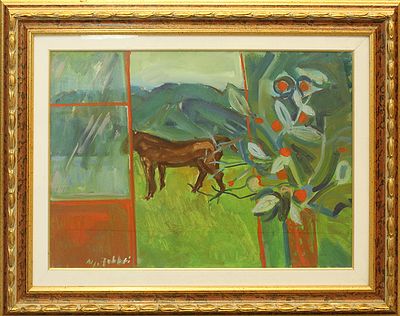 ALFREDO FABBRI, "Paesaggio con cavallo", anni 70 - ALFREDO FABBRI, "Paesaggio con 