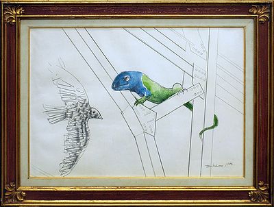 ALDO TURCHIARO, 1974 - ALDO TURCHIARO, 1974, tecnica mista su cartoncino, cm 50x70 con cornice 