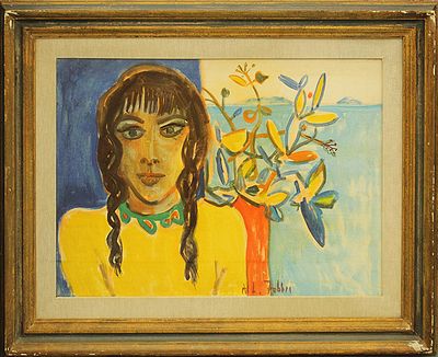 ALFREDO FABBRI, "Figura con paesaggio", anni 70 - ALFREDO FABBRI, "Figura con paesaggio" 