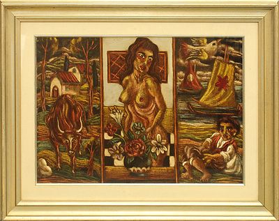 GIUSEPPE SERAFINI, "Nudo", anni 70 - GIUSEPPE SERAFINI, "Nudo", anni 70, olio inciso su 