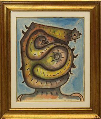 ARTURO CARMASSI, anni 80 - ARTURO CARMASSI, anni 80, tecnica mista su cartoncino, cm 60x50 con 