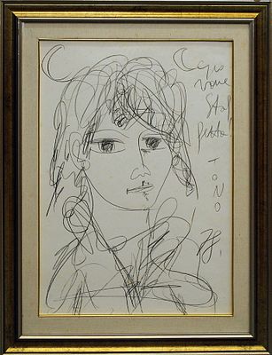 TONO ZANCANARO, "Figura", 1978 - TONO ZANCANARO, "Figura", 1978, pastello su cartoncino 