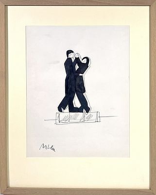 LODOLA MARCO - pennarelli su cartoncino, 33x24 cm, autentica su fotografia