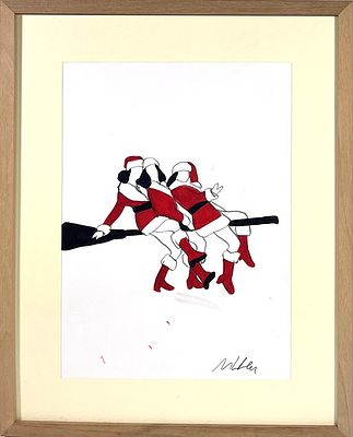 LODOLA MARCO - pennarelli su cartoncino, 33x24 cm, autentica su fotografia