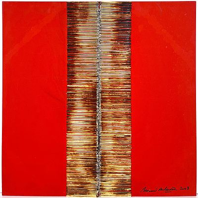 BERNARD AUBERTIN - BERNARD AUBERTIN Acrilico e fiammiferi bruciati su tavola Anno 2008 Firma e 