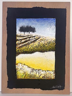 PASCHETTA MARIO - PASCHETTA MARIO Tecnica mista su carta applicata su tavoletta cm 30x40 25x35 cm