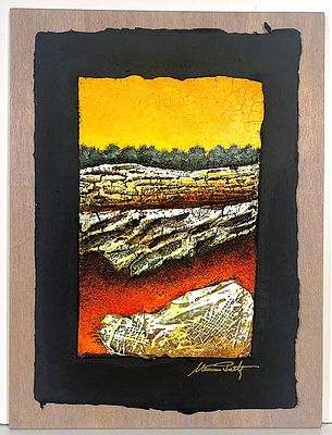 PASCHETTA MARIO - PASCHETTA MARIO Tecnica mista su carta applicata su tavoletta cm 30x40 25x35 cm