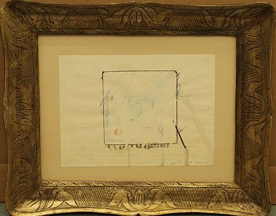 MARIO SCHIFANO, 1961 - MARIO SCHIFANO, 1961, smalto, grafite e flottage su carta, cm 23,7x32,5 con 