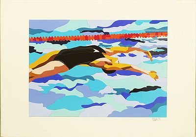 UGO NESPOLO, "Il nuoto", 1984 - UGO NESPOLO, "Il nuoto", 1984, acrilici su scholler 