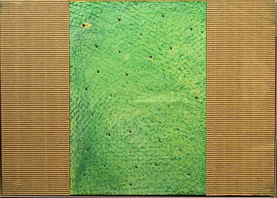 PAOLO MASI, 2016 - PAOLO MASI, 2016, tecnica mista su cartone ondulato, 50x70 cm, con teca 51x71 