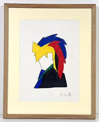 LODOLA MARCO - LODOLA MARCO, pennarelli su cartoncino, 33x24 cm, autentica dell'artista su fotografia