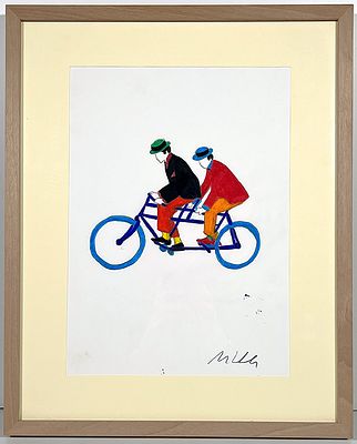 LODOLA MARCO - LODOLA MARCO, pennarelli su cartoncino, 33x24 cm, autentica dell'artista su fotografia