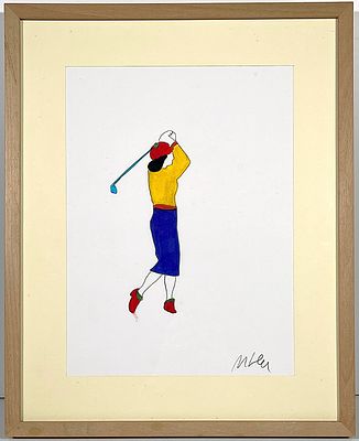 LODOLA MARCO - LODOLA MARCO, pennarelli su cartoncino, 33x24 cm, autentica dell'artista su fotografia