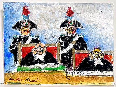 PIACESI WALTER - PIACESI WALTER, "La legge". Tecnica mista su cartoncino anno 2021, 24x18 cm 