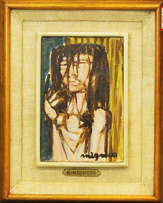 GIUSEPPE MIGNECO, "Donna bruna", 1962 - GIUSEPPE MIGNECO, "Donna bruna", 1962, olio su 