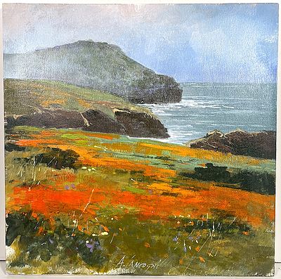 CANCOGNI AGOSTINO - CANCOGNI AGOSTINO, "Scorcio sulla baia", olio su tavola, 30x30 cm