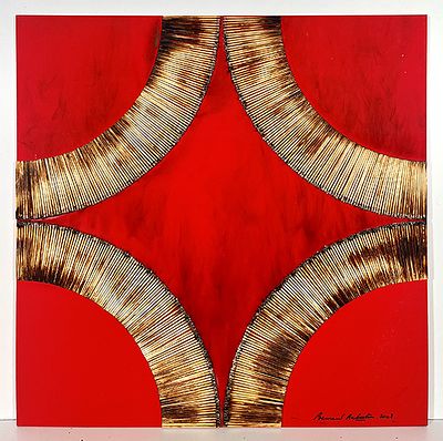 BERNARD AUBERTIN - BERNARD AUBERTIN, Acrilico e fiammiferi bruciati su tavola, Anno 2008, 70x70 