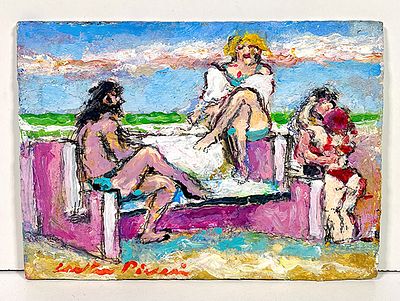 PIACESI WALTER - PIACESI WALTER, "Lungomare a cattolica", olio su cartone, anno 2012, 13x18 cm 