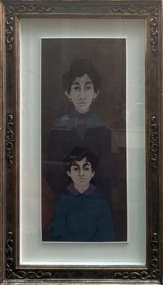 MARCELLO BOCCACCI, "Madre e figlio", anni '70 - MARCELLO BOCCACCI, "Madre e figlio" 