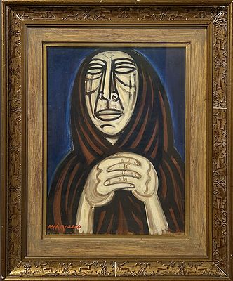 GIUSEPPE MIGNECO - GIUSEPPE MIGNECO, olio su tela, cm 38x29, con cornice 56x48. Al fronte: firma 