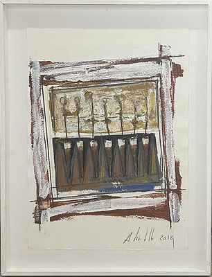 ANTONIO IEVOLELLA, 2018 - ANTONIO IEVOLELLA, 2018, tecnica mista su carta, cm 75x55, con cornice 