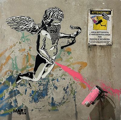 MART SIGNED, 2021 - MART SIGNED, 2021, tecnica mista su tela, cm 100x100. Al verso: firma e anno. 