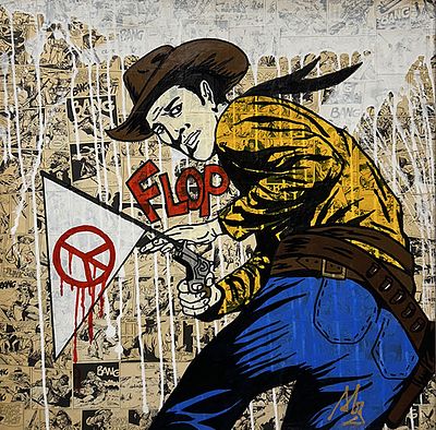 STEFANO MURA, "Flop", 2021 - STEFANO MURA, "Flop", 2021, tecnica mista su tela, cm 