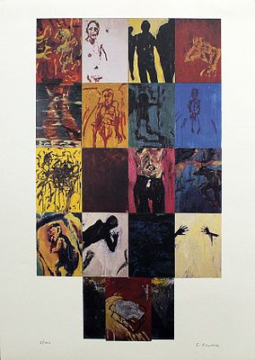 E. ROVERA. anni 90' circa - E. ROVERA. anni 90' circa , litografia su cartoncino , cm 70x49 