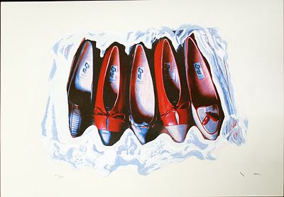 Mario Schifano, "Scarpe" - Mario Schifano, "Scarpe" Serigrafia materica a smalto su 