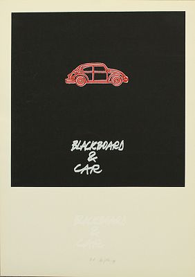 FABIO DE POLI, Blackboard &amp; car, 1976 - FABIO DE POLI, Blackboard &amp; car, 1976, litografia 