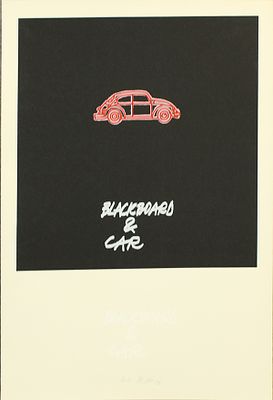 FABIO DE POLI, Blackboard &amp; car, 1976 - FABIO DE POLI, Blackboard &amp; car, 1976, litografia 