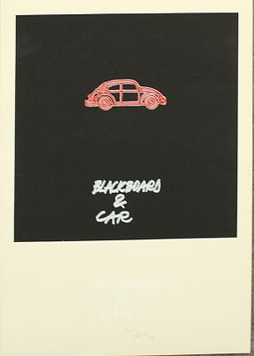 FABIO DE POLI, Blackboard &amp; car, 1976 - FABIO DE POLI, Blackboard &amp; car, 1976, litografia 