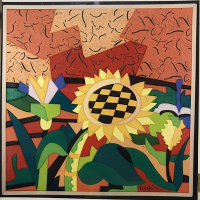 UGO NESPOLO "Summer" anni 2000 - UGO NESPOLO "Summer" anni 2000 Acrilici e intarsio su 