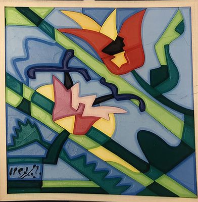 UGO NESPOLO "Sanremo" anni 2000 - UGO NESPOLO "Sanremo" anni 2000 Acrilici e intarsio su 