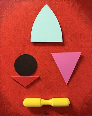 LUCIO DEL PEZZO, Senza titolo - LUCIO DEL PEZZO, Senza titolo, collage, colore acrilico e smalto 